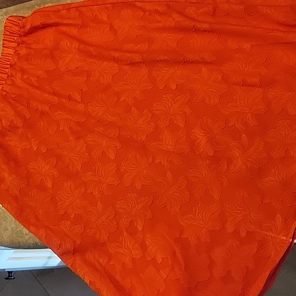 *DKNY Orange Flowy Floral Motif A-Line Skirt w/ elastic waist, S - Picture 2 of 12